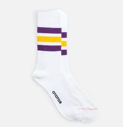 Chaussettes Fine Pile Striped Crew Jaune