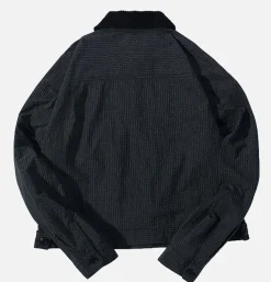 Cropped Work Jacket Check Noir