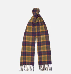 Echarpe Tartan Lambswool Navy Green Ocre