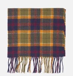 Echarpe Tartan Lambswool Navy Green Ocre
