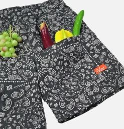 Short Front Pocket Paisley Noir