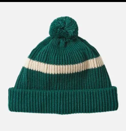 Stripe Pompom Beanie Vert